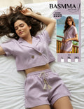 Basmma Fashion - Lilac Cropped Shirt & Shorts Set | طقم قميص كروب وشورت ليلكي