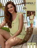 Basmma Fashion - Sage Tie-Shoulder Top & Shorts Set | طقم ساچ توب وشورت