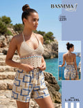 Basmma Fashion - Crochet Halter Top & Printed Shorts Set | طقم توب كروشيه وشورت مطبوع