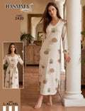 Basmma Fashion - Pineapple Print Belted Maxi Nightgown | قميص نوم طويل بطبعة أناناس وحزام