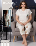 Basmma Fashion - Plus Size Pineapple Capri Pajama Set | طقم بيجاما كابري مقاسات كبيرة