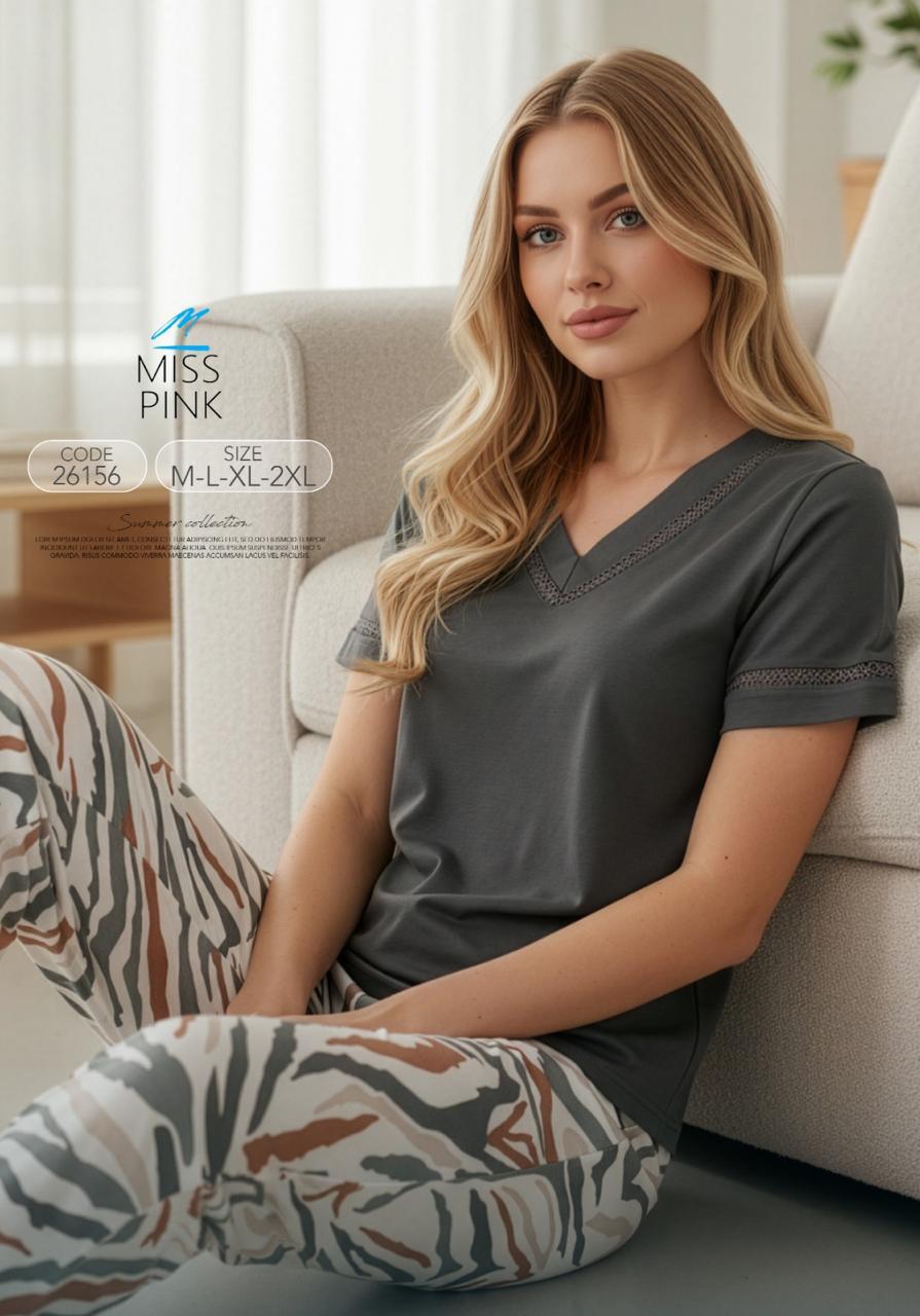 Miss Pink - Zebra Print Pajama Set | طقم بيجاما زيبرا برنت