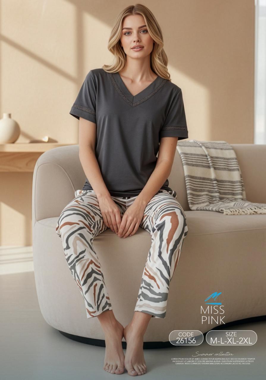 Miss Pink - Zebra Print Pajama Set | طقم بيجاما زيبرا برنت