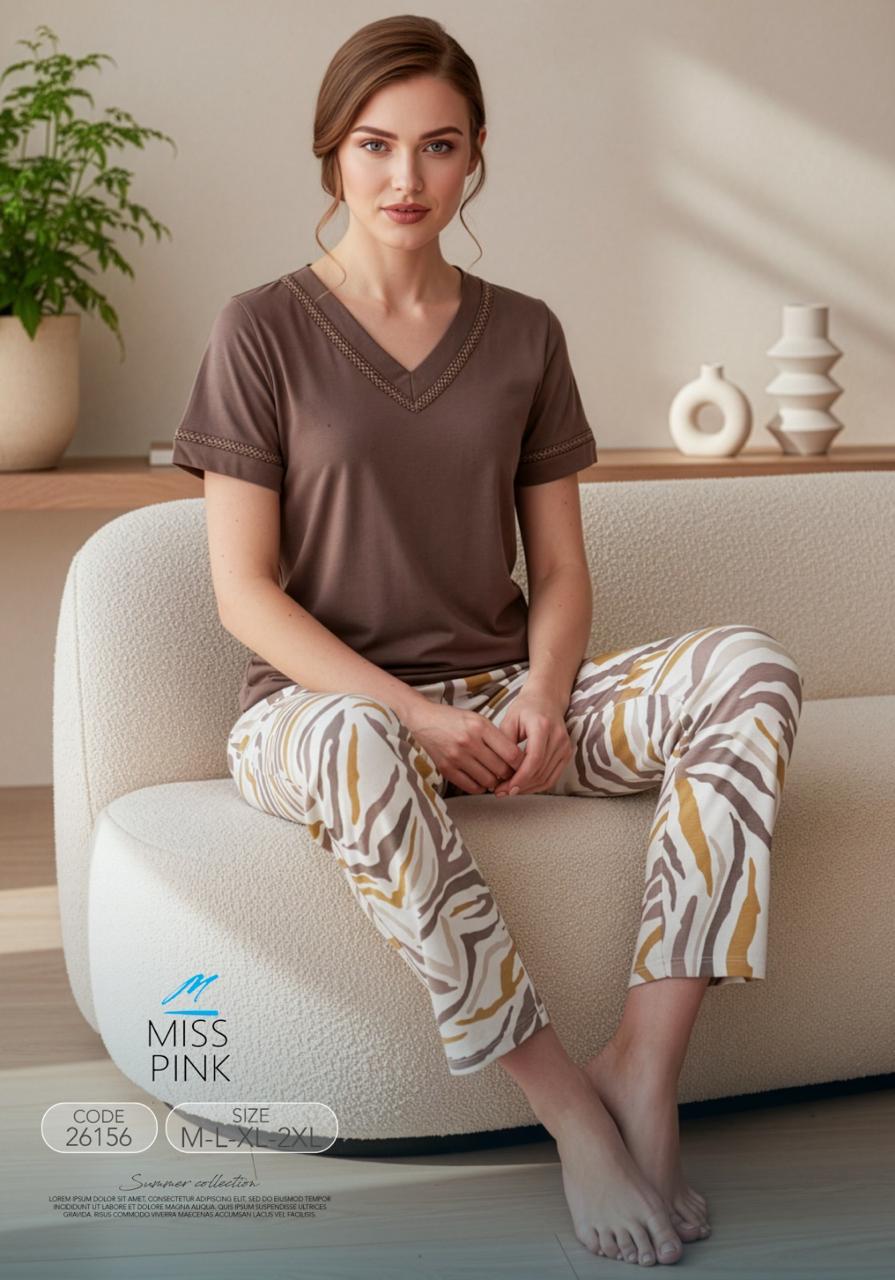 Miss Pink - Zebra Print Pajama Set | طقم بيجاما زيبرا برنت