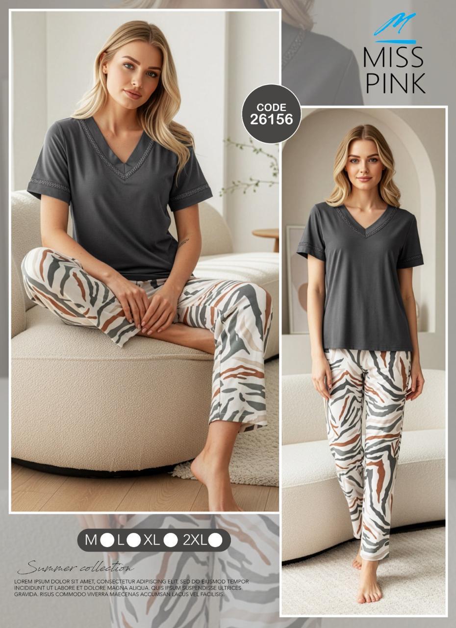 Miss Pink - Zebra Print Pajama Set | طقم بيجاما زيبرا برنت