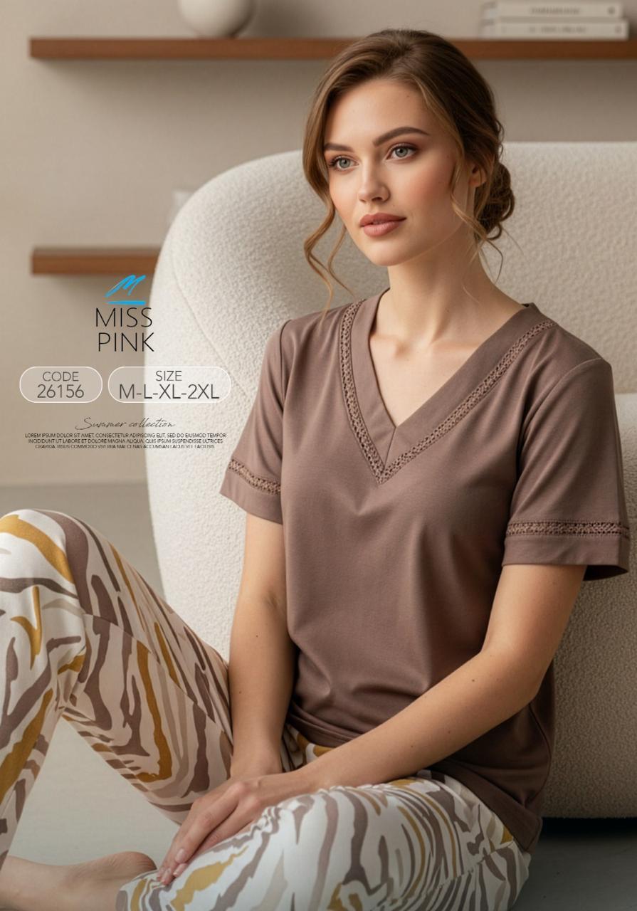 Miss Pink - Zebra Print Pajama Set | طقم بيجاما زيبرا برنت
