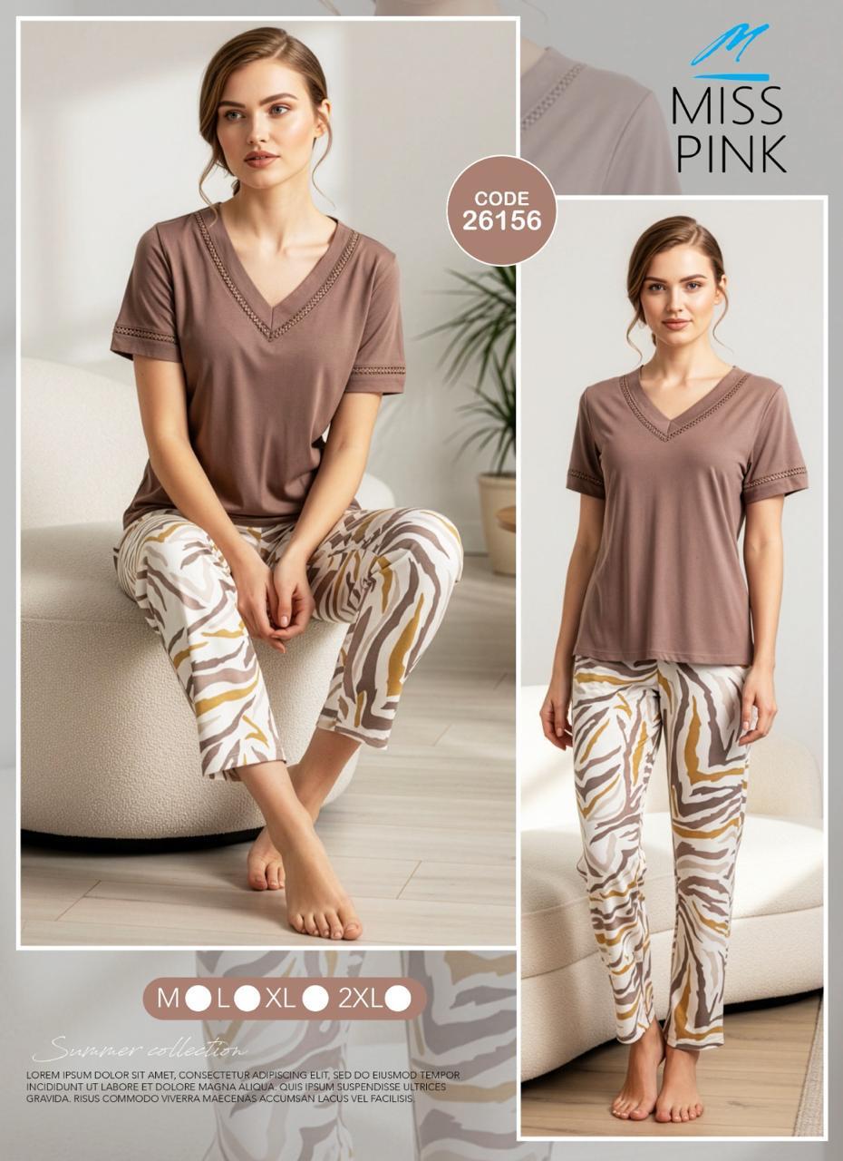 Miss Pink - Zebra Print Pajama Set | طقم بيجاما زيبرا برنت