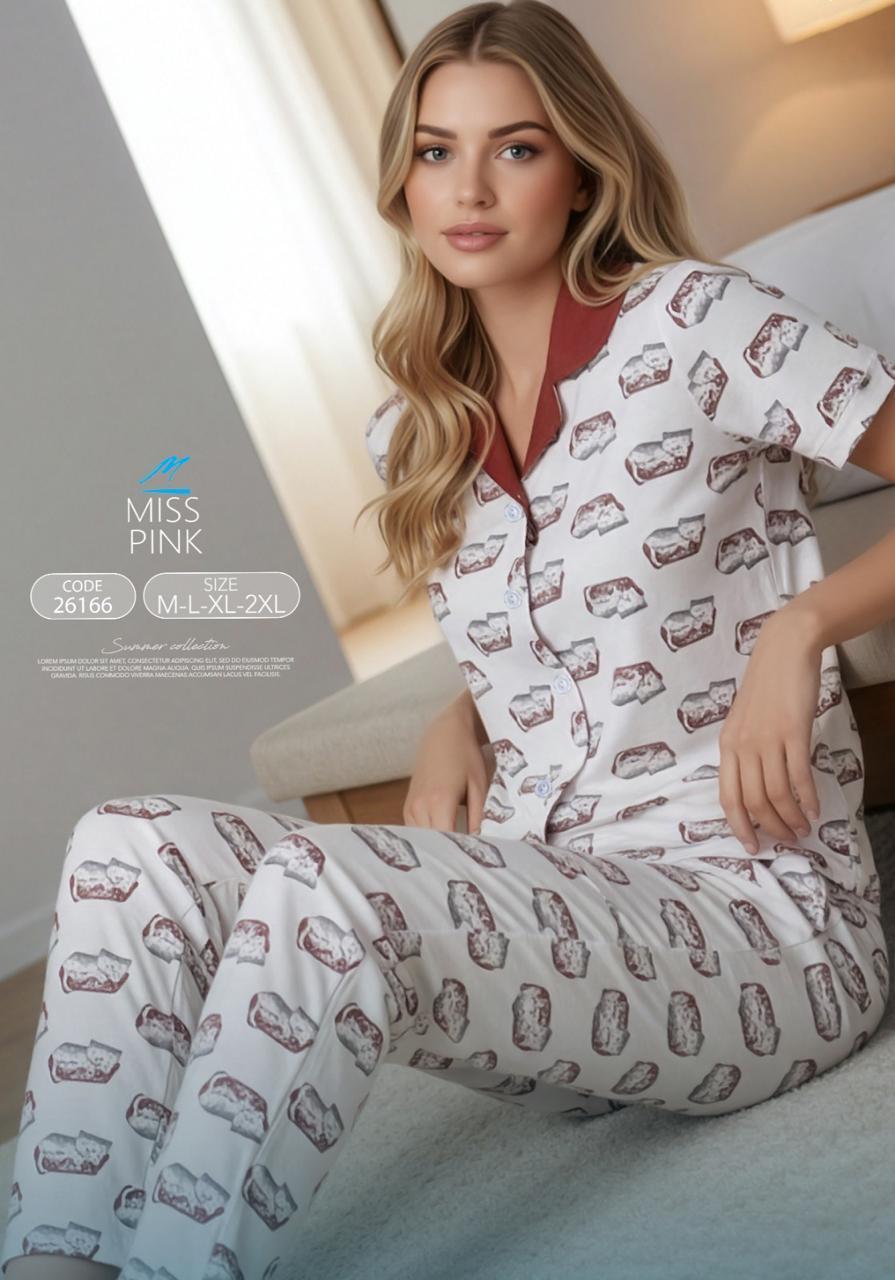 Miss Pink - Sleeping Cats Pajama Set | طقم بيجاما قطط نائمة