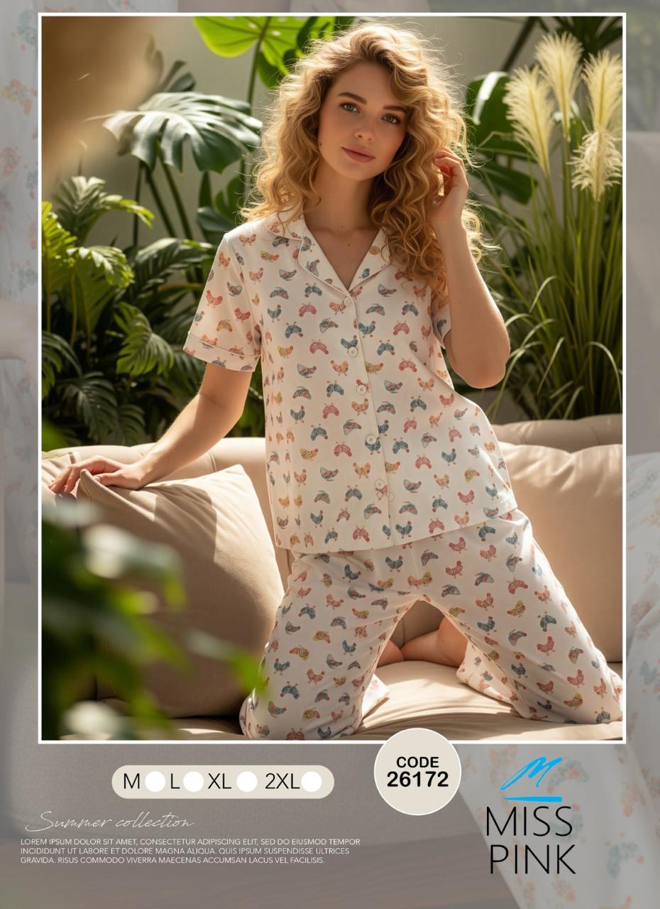 Miss Pink - Butterfly Garden Pajama Set | طقم بيجاما فراشات