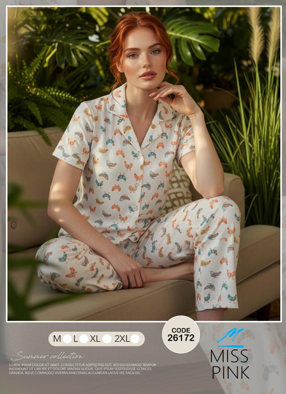 Miss Pink - Butterfly Garden Pajama Set | طقم بيجاما فراشات