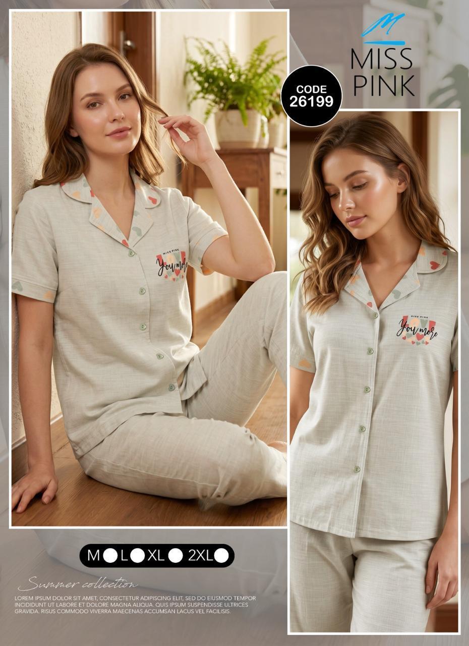 Miss Pink - You More Heart Pajama Set | طقم بيجاما You More