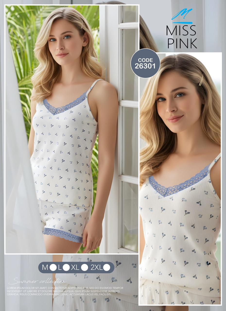 Miss Pink - Lace-Trim Cami & Shorts Set | طقم كامي وشورت بدانتيل