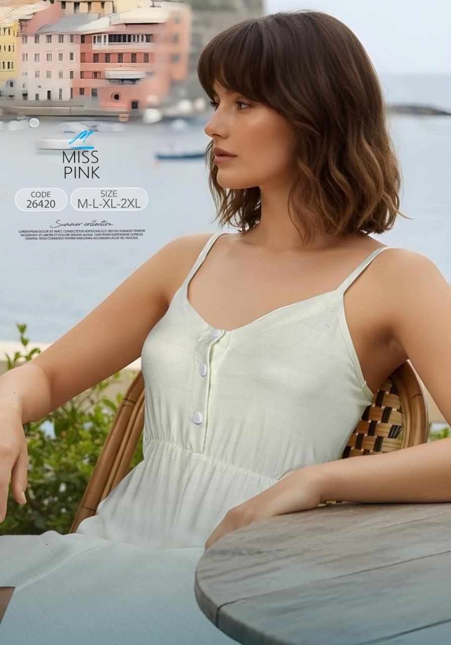 Miss Pink - Button-Front Strappy Midi Dress | فستان ميدي بحمالات وأزرار
