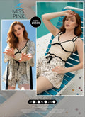 Miss Pink - 3-Piece Crochet Bralette Set | طقم 3 قطع كروشيه بكيمونو