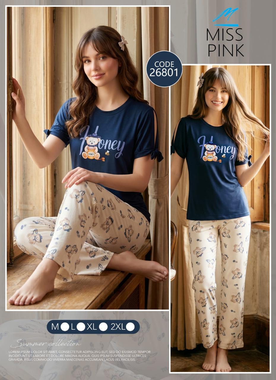 Miss Pink - Honey Bear Pajama Set | طقم بيجاما دبدوب Honey