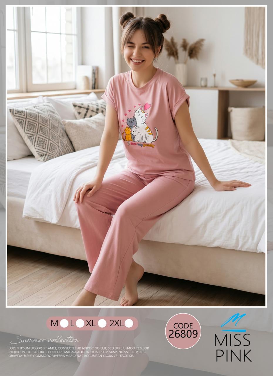 Miss Pink - Cats Family Pajama Set | طقم بيجاما قطط