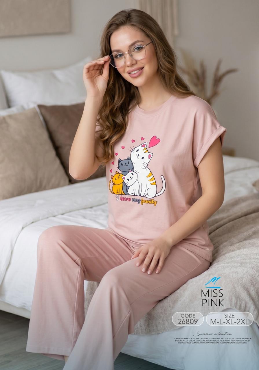 Miss Pink - Cats Family Pajama Set | طقم بيجاما قطط