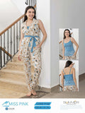 Miss Pink - 3-Piece Abstract Print Robe, Cami & Pants Set | طقم 3 قطع روب وكاميه وبنطلون بطبعة مجرّدة